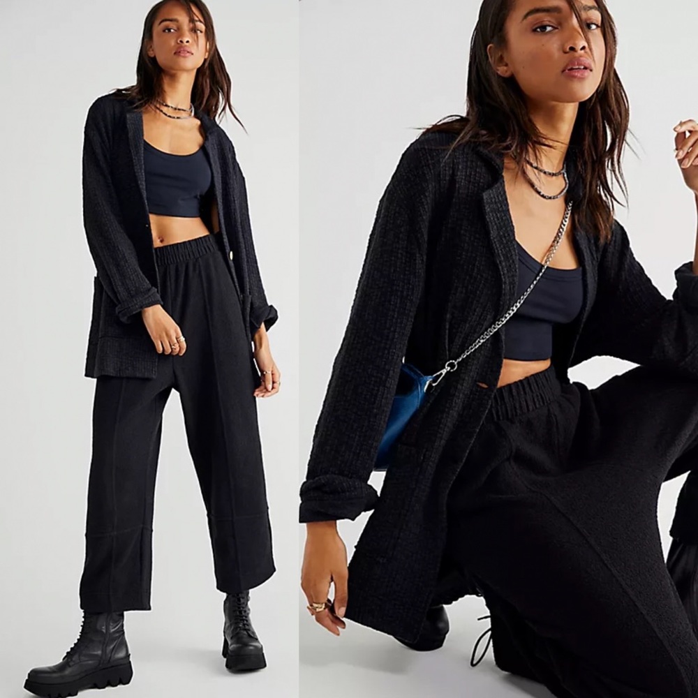 Free People Beach Textured Blazer Black - Picture 8 of 8
